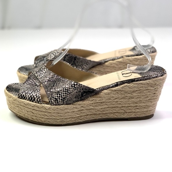 Kelsi Dagger wedge espedrilles slides snakeskin open toe 9 - Picture 4 of 13